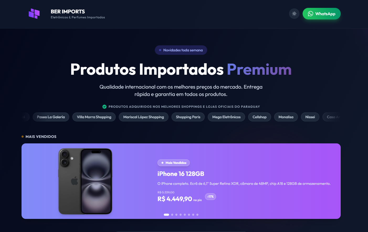 BER IMPORTS - E-commerce de eletrônicos e perfumes importados